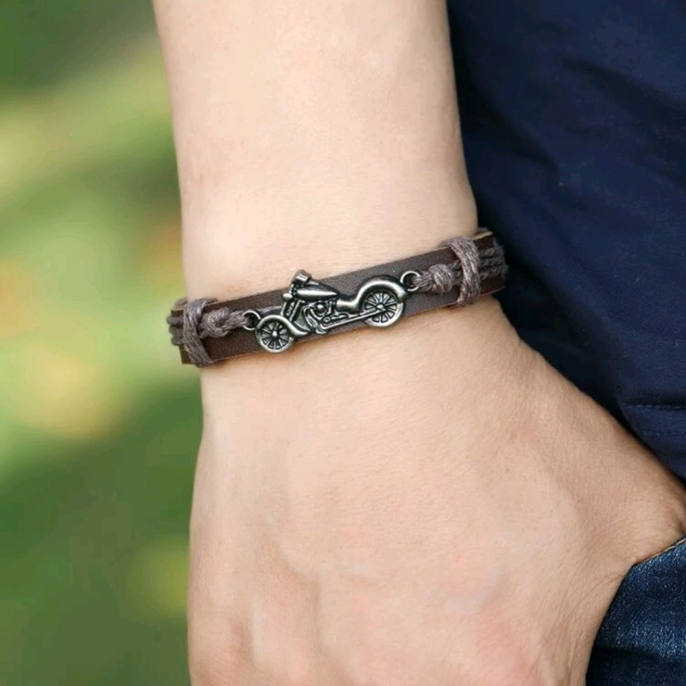 Unisex Motorcycle PU Bracelet